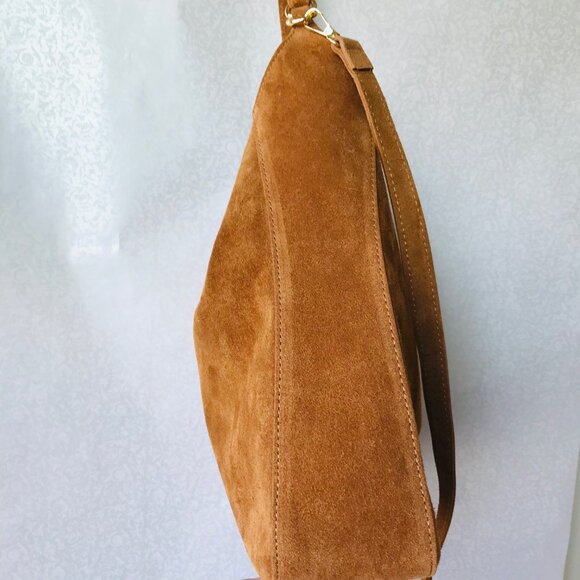 Viola Castellani  Double Compartment Suede  Turn Lock  Shoulder /Crossbody  Bag - Picture 3 of 12